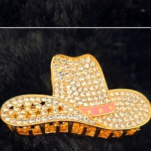 Piper Gold and Pink Crystal Cowboy Hat Hair Clip